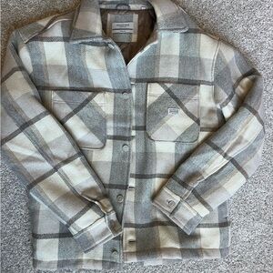 Industrie Clothing Men's Plaid Shirt Jacket - Gray and Cream